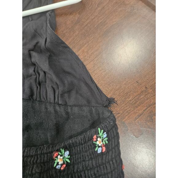 Vintage y2k Babydoll Embroidered Black Floral Dress Urban Outfitters Sz M Halter - Picture 7 of 9